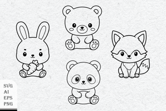 Download Chibi Animal Outline Set - Set Collection