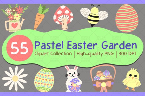 Download Pastel Spring Easter Garden Clipart Set - Set Collection