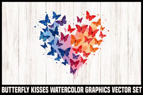 Download Watercolor Butterfly Heart Vector Set - Set Collection