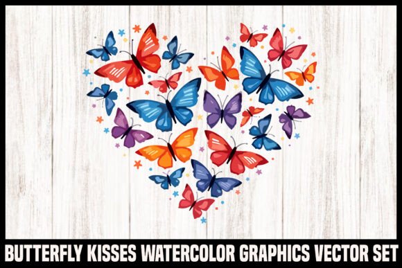 Download Watercolor Butterfly Heart Vector Set - Set Collection