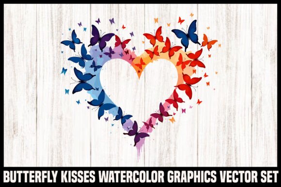 Download Watercolor Butterfly Heart Vector Set - Set Collection