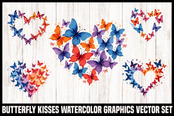 Download Watercolor Butterfly Heart Vector Set - Set Collection