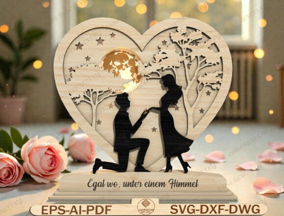 Download Heart Couple Engagement Shadow Box SVG - Premium Resources