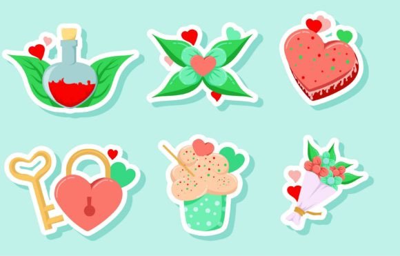Download Set of Valentine Sticker Design - Set Collection