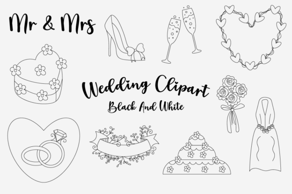Download Wedding Clipart Black and White Free - Black and white Collection
