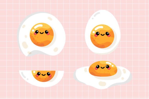 Download Set of Cute Sunny Side Eggs Illustration - Premium Resources