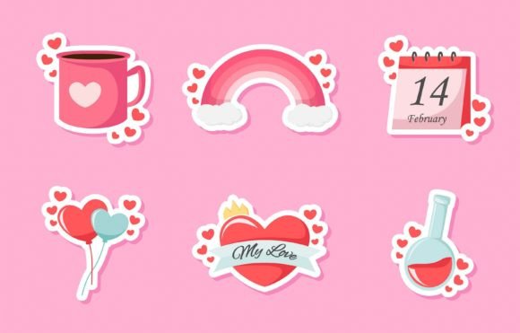 Download Set of Valentine Sticker Design - Set Collection