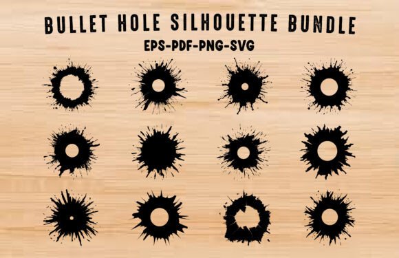 Download Bullet Hole SVG Silhouette Clipart Set - Set Collection
