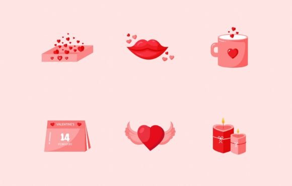 Download Set of Valentine Sticker Design - Set Collection