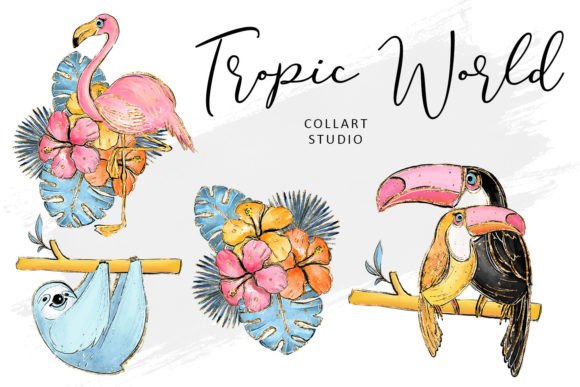 Download Tropic World Cute Clipart Set, Animals - Set Collection
