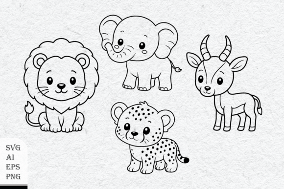 Download Chibi Animal Outline Set - Set Collection