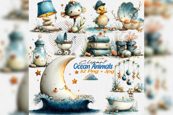 Download Baby Ocean Nursery Clipart Set - Set Collection