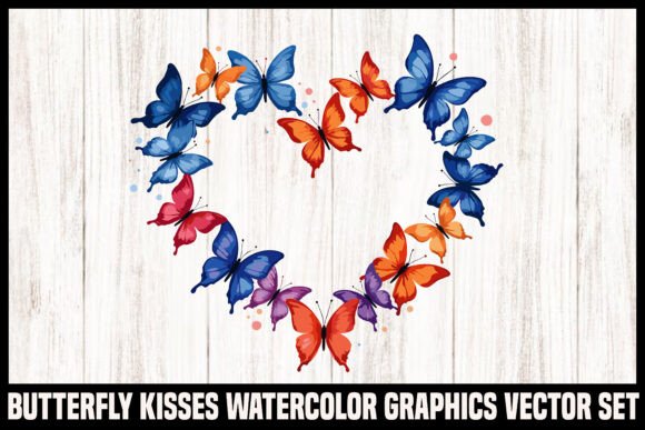 Download Watercolor Butterfly Heart Vector Set - Set Collection