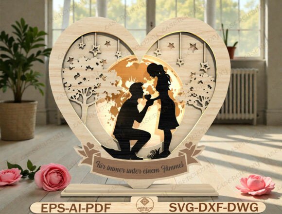 Download Romantic Heart Shadow Box Laser Cut - Premium Resources