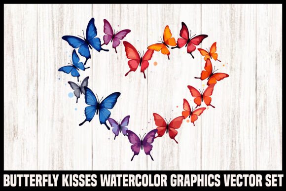 Download Watercolor Butterfly Heart Vector Set - Set Collection