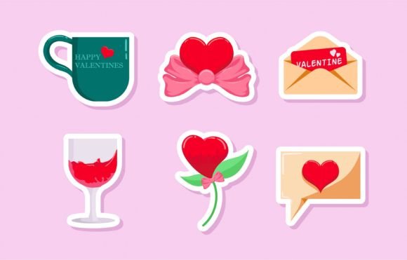 Download Set of Valentine Sticker Design - Set Collection