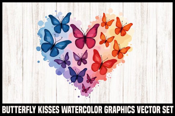 Download Watercolor Butterfly Heart Vector Set - Set Collection