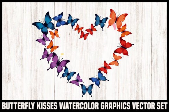 Download Watercolor Butterfly Heart Vector Set - Set Collection