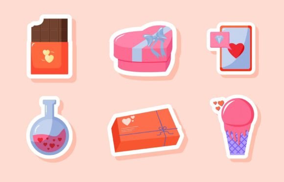 Download Set of Valentine Sticker Design - Set Collection