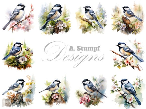 Download Coal Tit Bird Clipart Watercolor Set - Set Collection