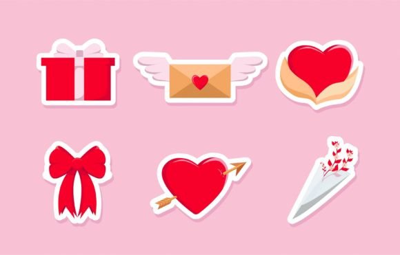 Download Set of Valentine Sticker Design - Set Collection
