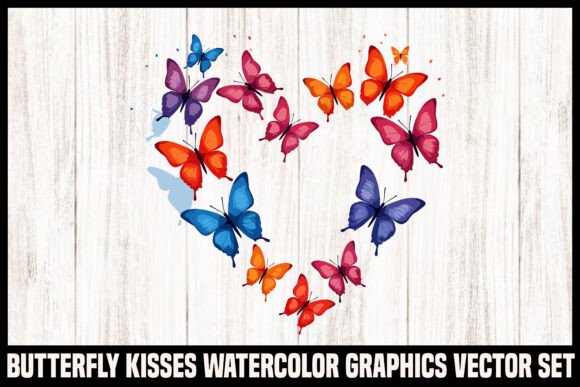 Download Watercolor Butterfly Heart Vector Set - Set Collection