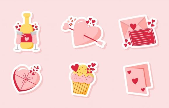 Download Set of Valentine Sticker Design - Set Collection