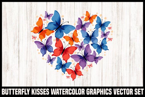 Download Watercolor Butterfly Heart Vector Set - Set Collection