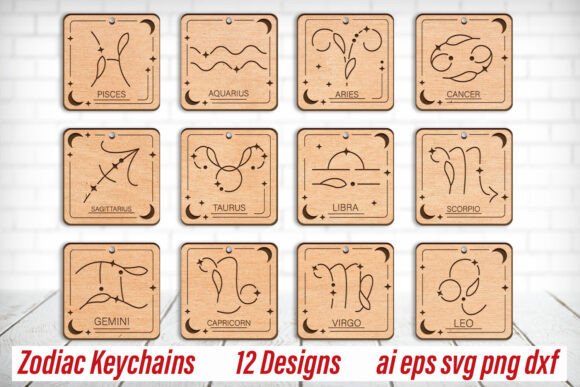Download Zodiac Keychain Svg Laser Engraving Set - Set Collection